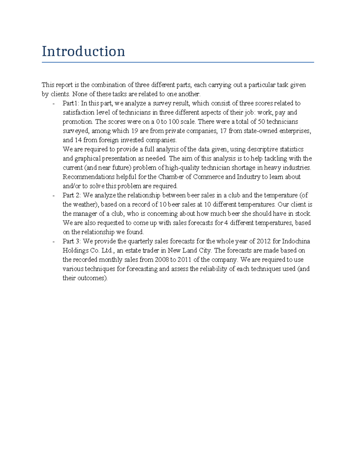 **Modified Title: ASM 2 Business Decision Making Report on Technician ...