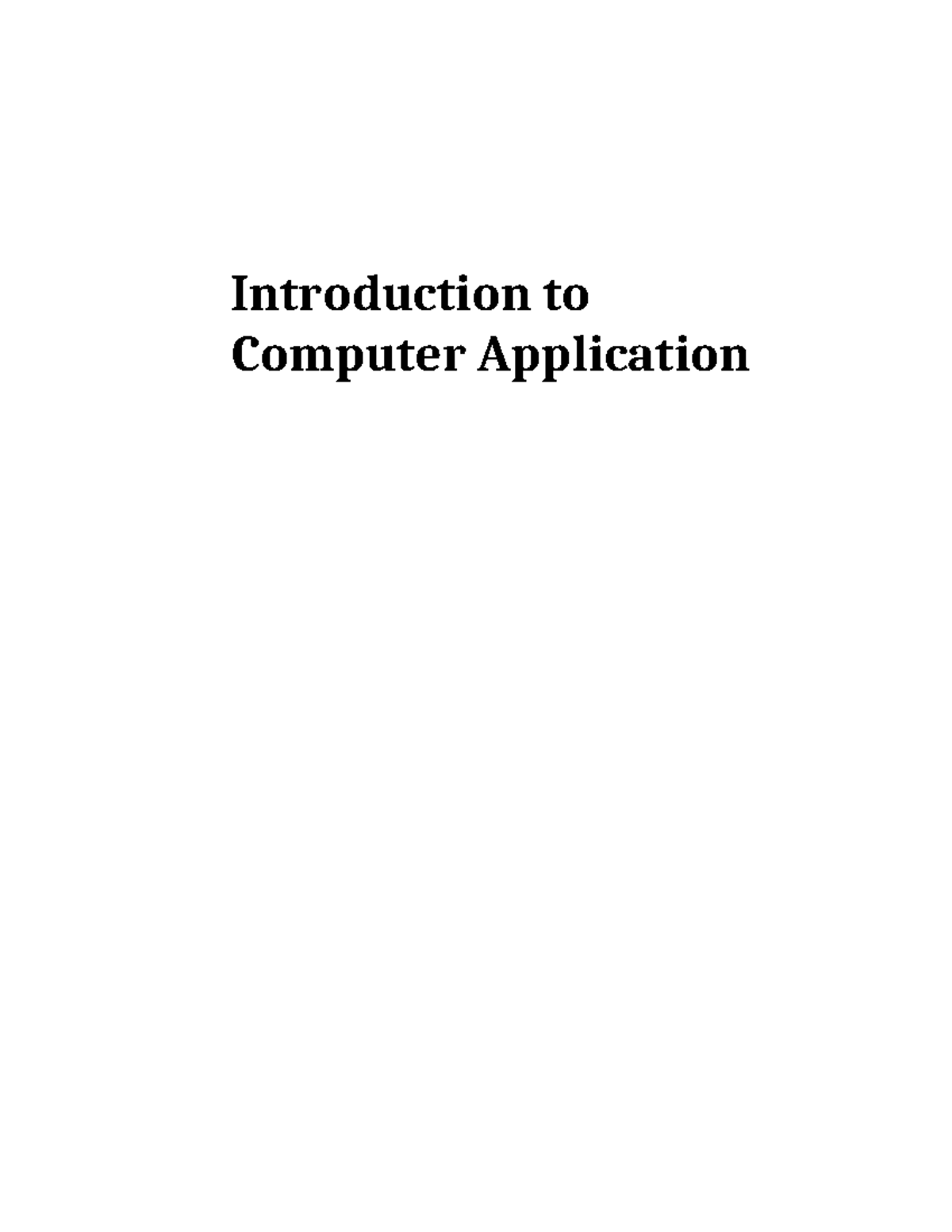 Introduction to computer applications - Introduction to Computer ...