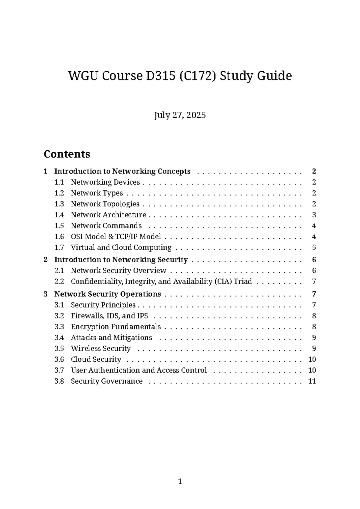 WGU D315 (C172) Networking & Security Study Guide - July 2025 - Studocu
