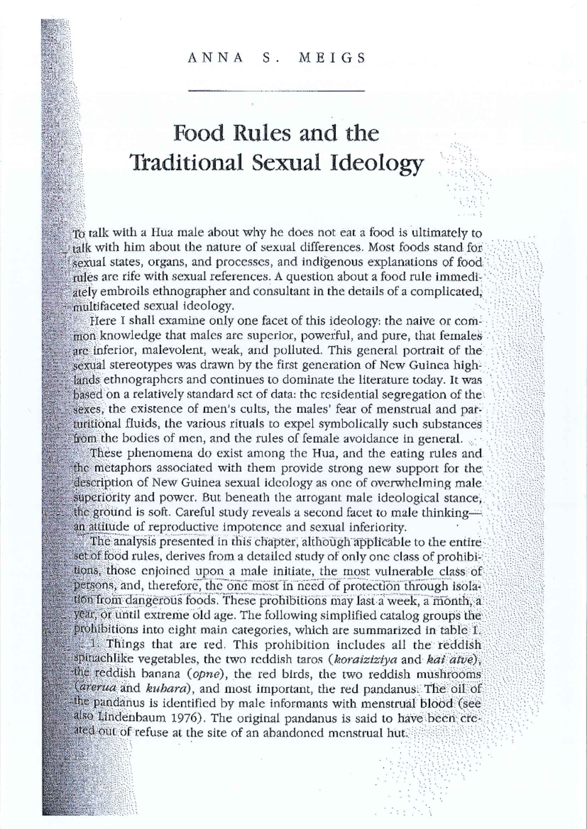 Food Rules and Traditional Sexual Ideology: Insights from Hua Culture ...