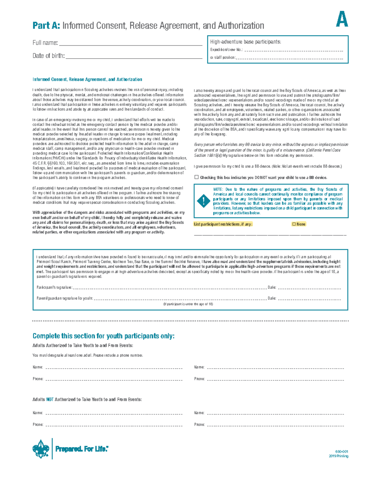 BSA National Health Form: Part A, B, and C Overview - Studocu
