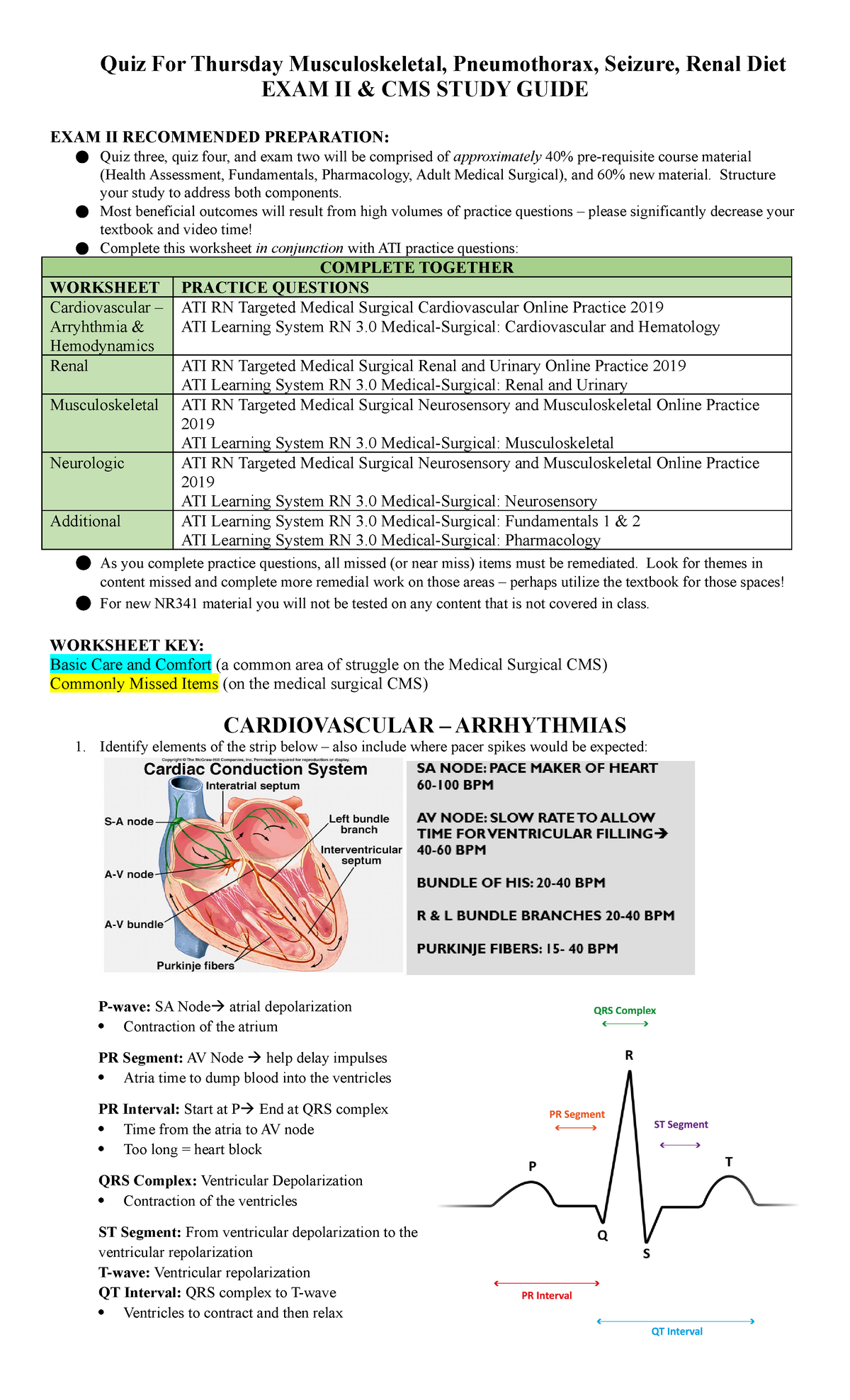 EXAM II CMS Study Guide: Key Notes for Musculoskeletal & Renal Health ...