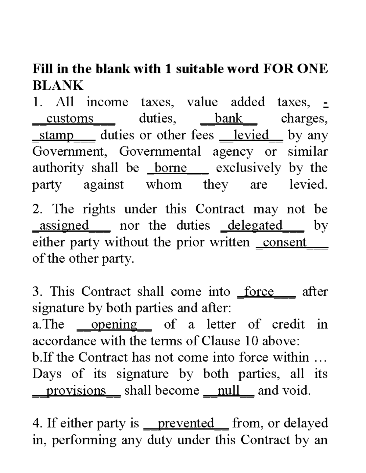 Contract Fill-in-the-Blank Exercise 216-219 - Studocu