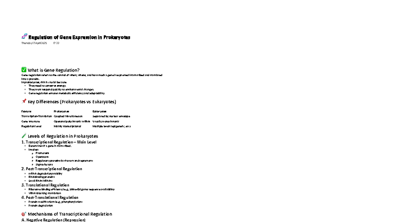 Regulation of Gene Expression in Prokaryotes: Key Mechanisms and ...