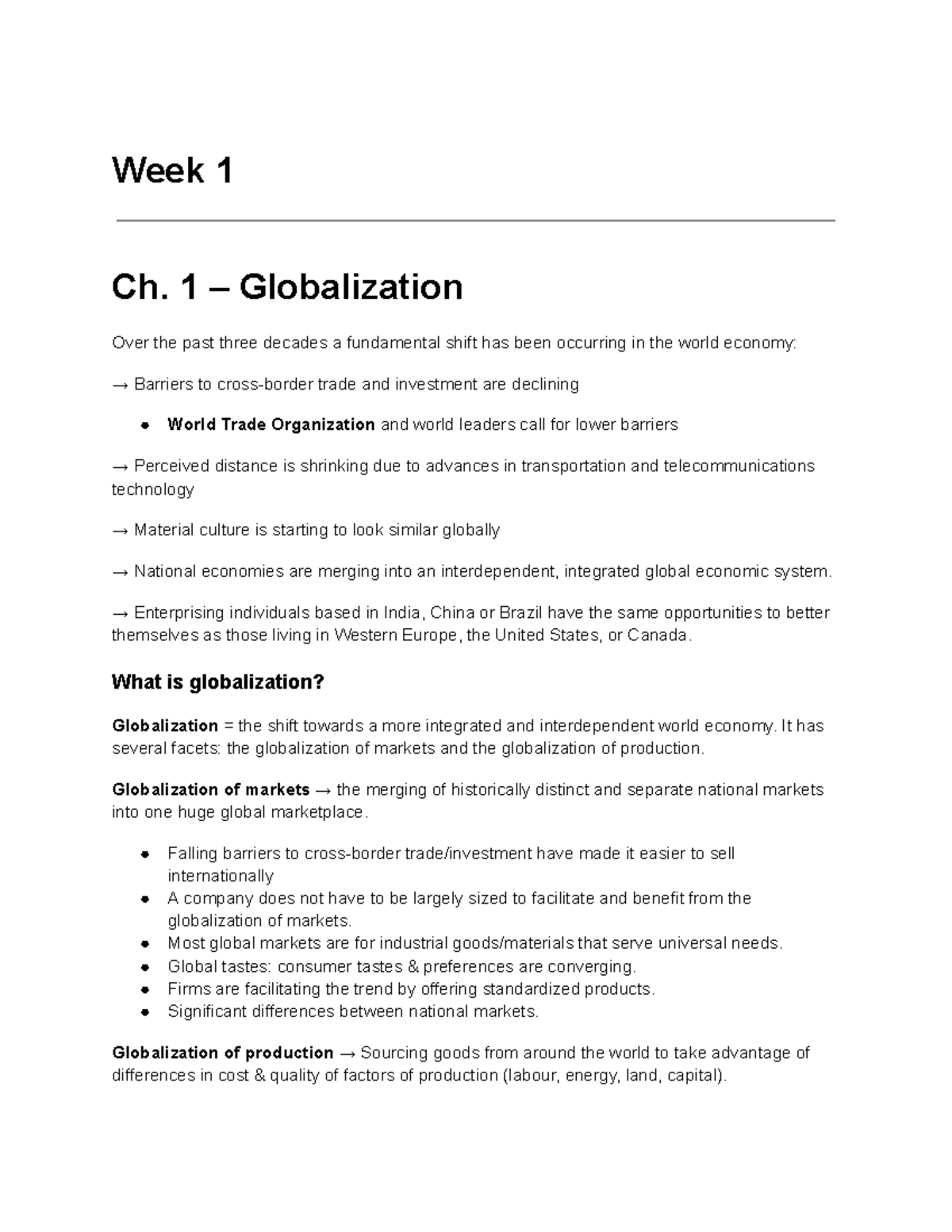 Week 1 IB Globalization Overview and Key Concepts Summary - Studeersnel