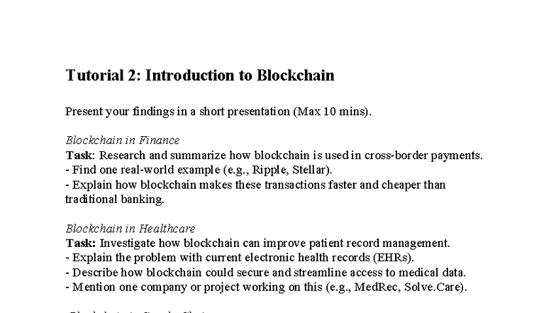 Tutorial 2: Exploring Blockchain Applications in Various Industries ...
