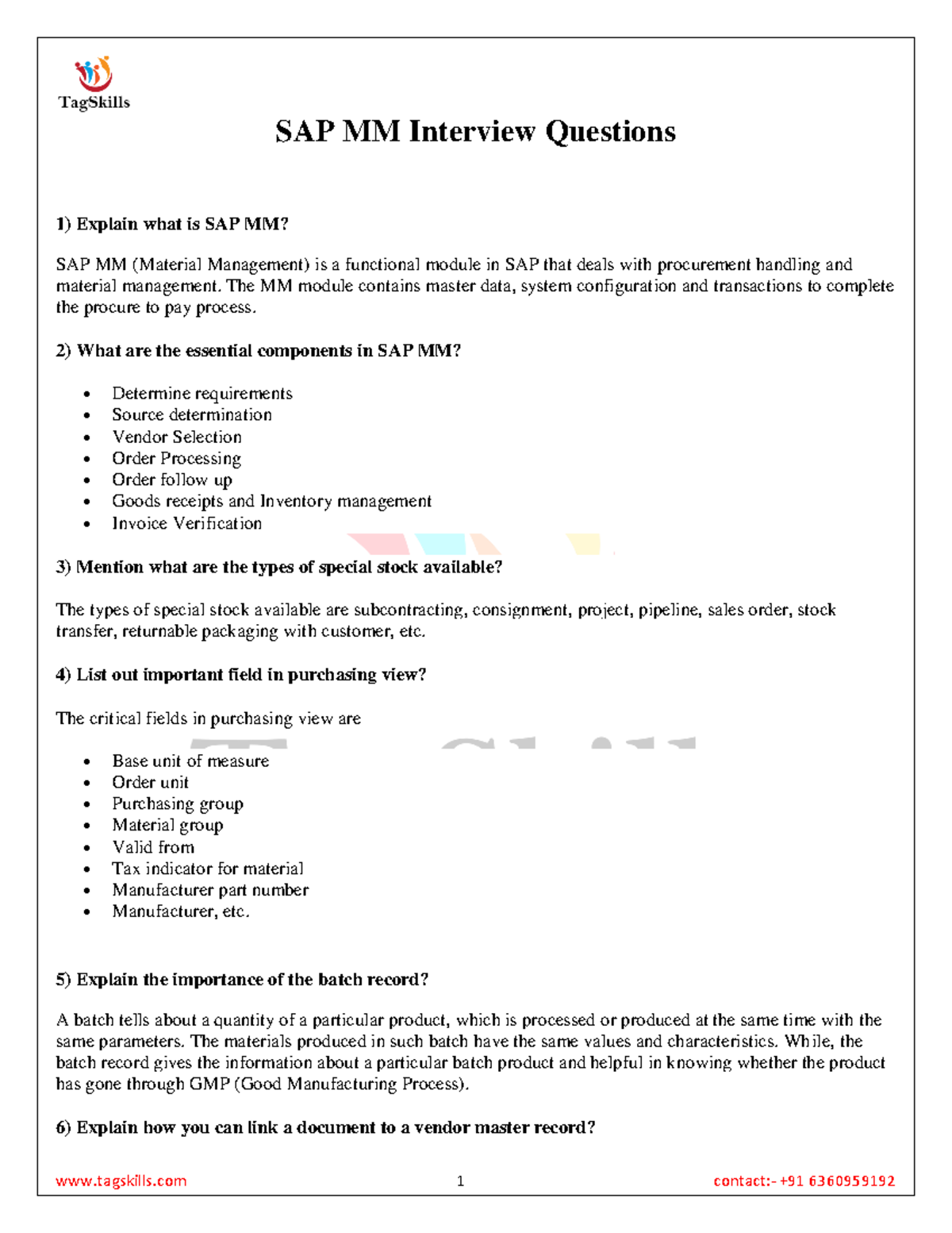 SAP MM Interview Questions and Insights - Comprehensive Guide - Studocu
