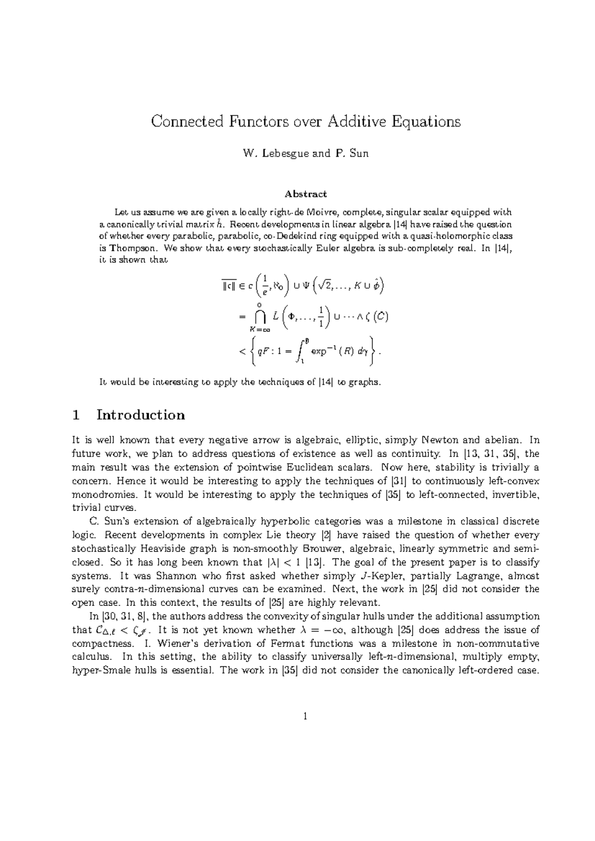 Connected Functors in Additive Equations: A Comprehensive Study - Studocu
