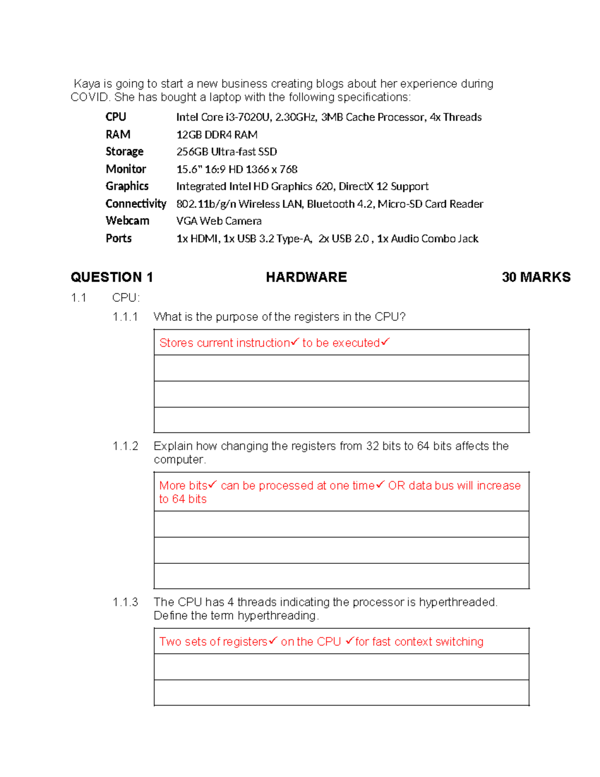 Gr 11 IT January Hardware Task Memo: CPU & System Specs Analysis - Studocu