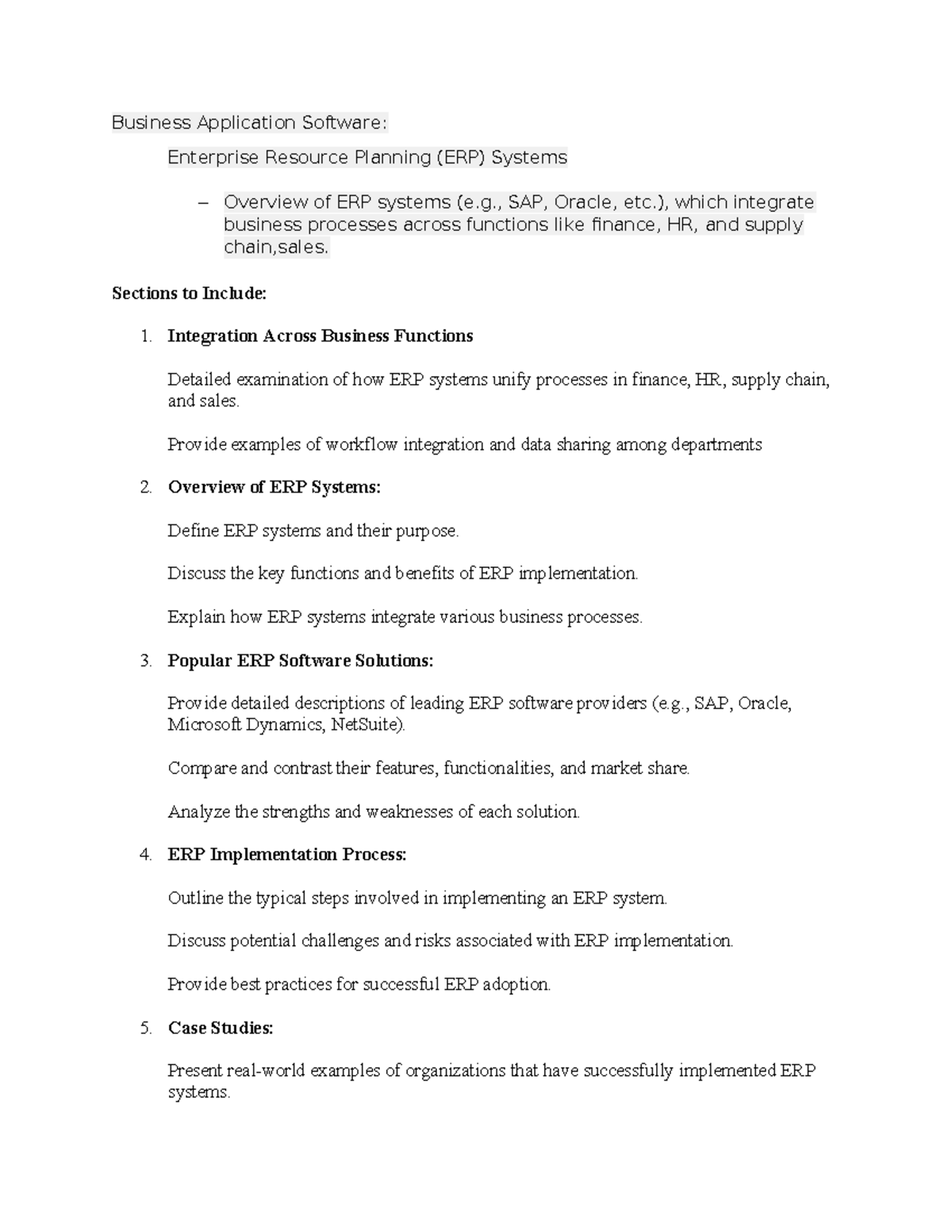 ERP Systems Overview and Analysis for Business Applications - Studocu