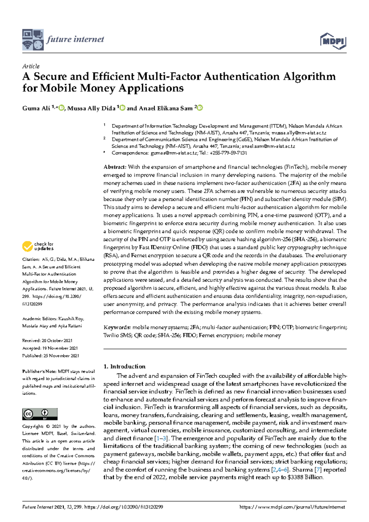 A Secure & Efficient Auth. Algorithm for Mobile Money Apps (ITDM 2021 ...