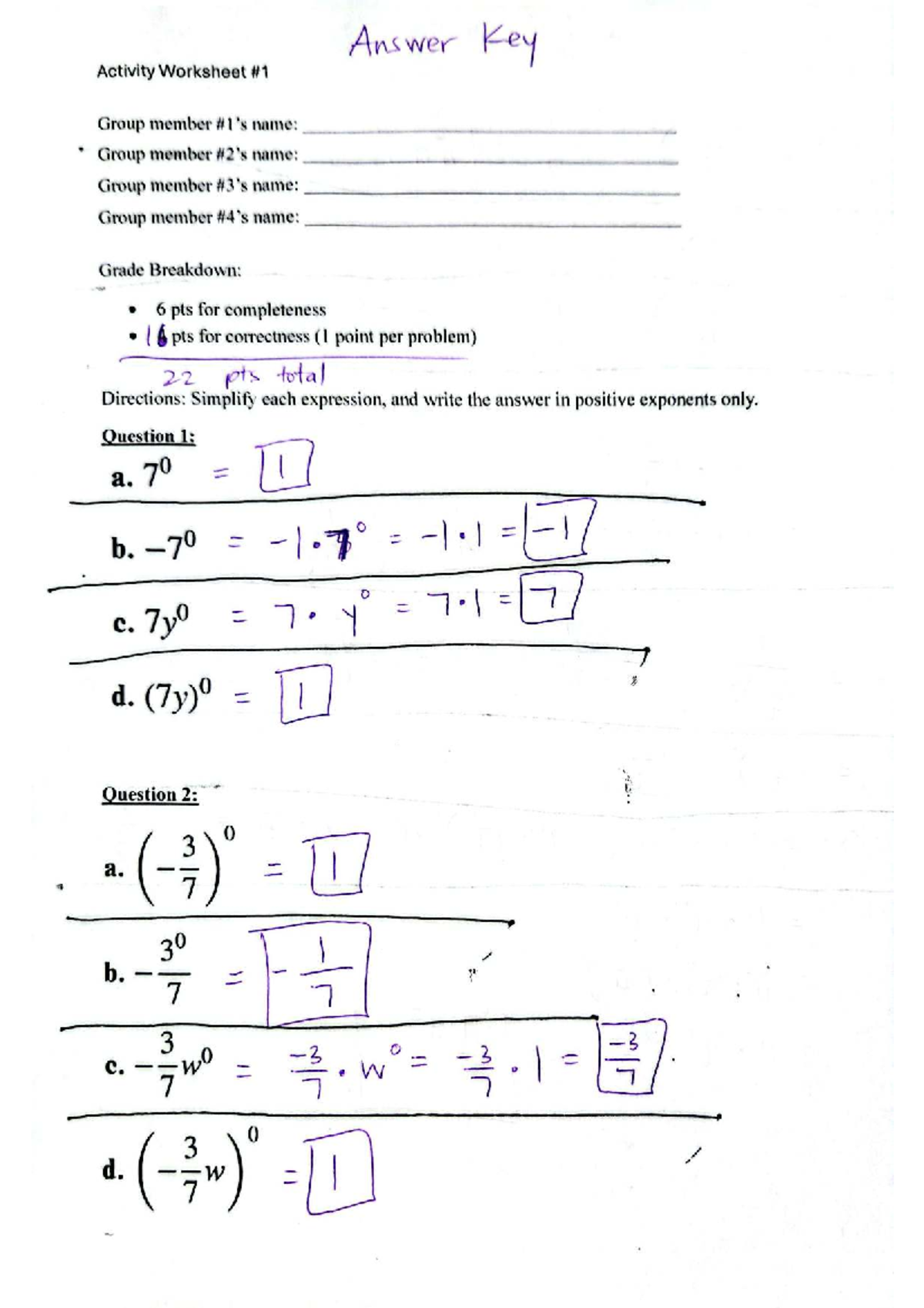 Activity Worksheet #1 Answer Key - Studocu