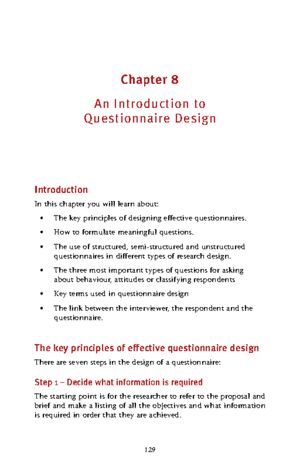 Chapter 8: Effective Questionnaire Design Principles (UNIT IV) - Studocu