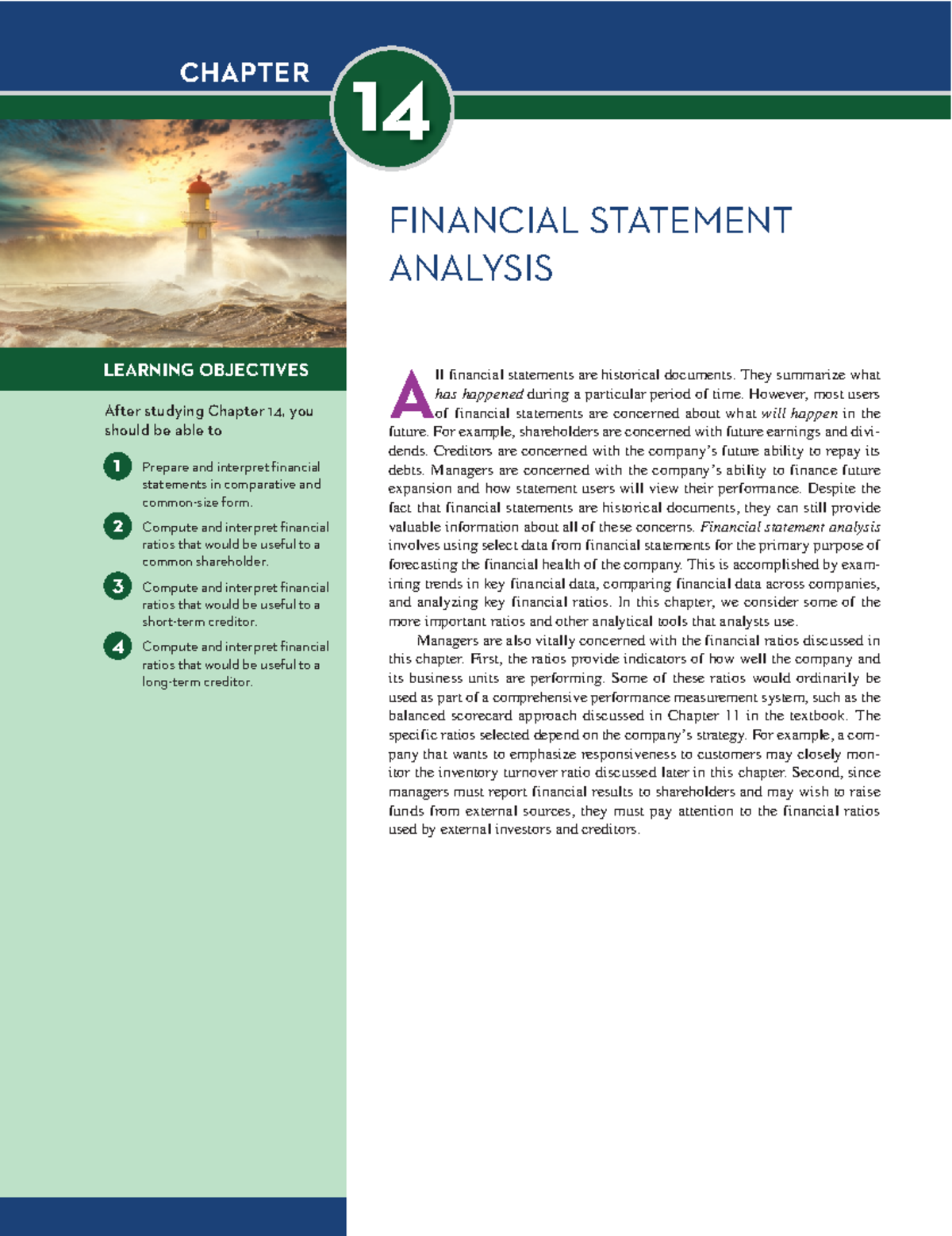 Garrison 12ce Chapter 14 - LEARNING OBJECTIVES FINANCIAL STATEMENT ...