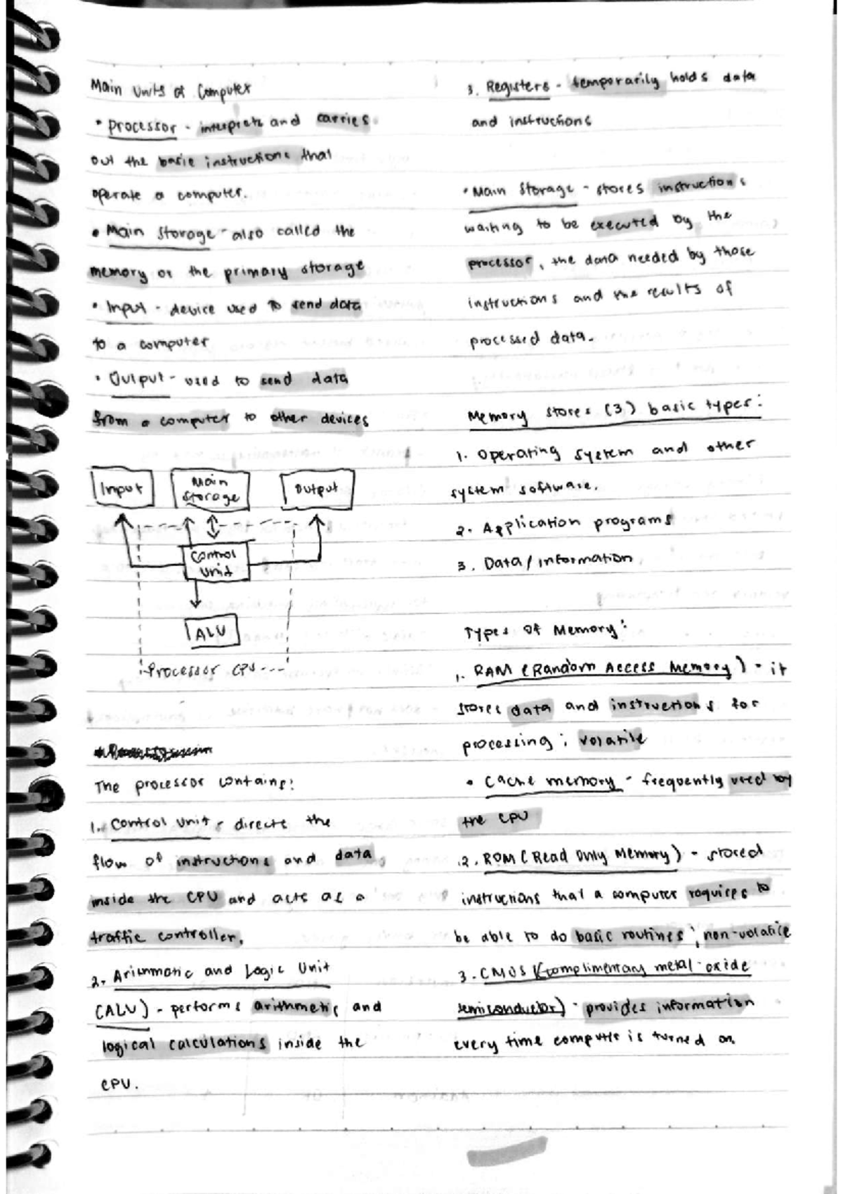 Intro to Computer 3: Key Concepts and Memory Types Review - Studocu