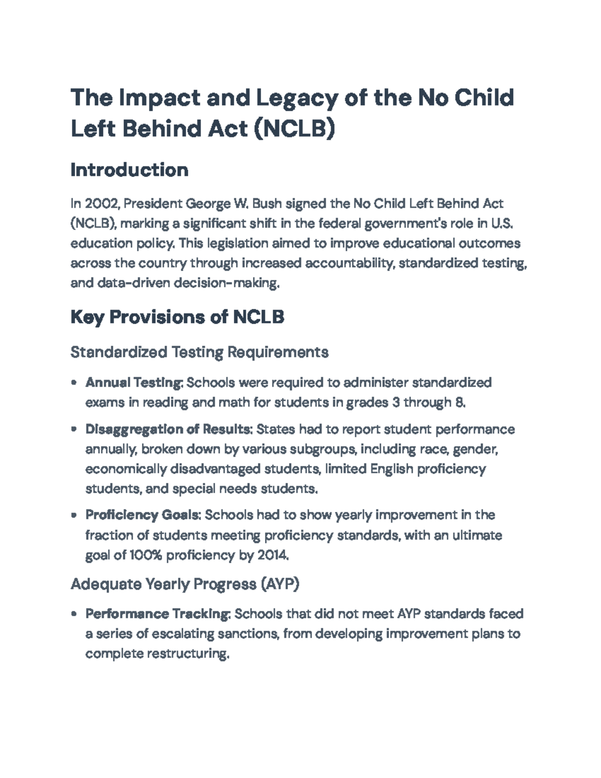 Analyzing the Impact of the No Child Left Behind Act (NCLB) on ...