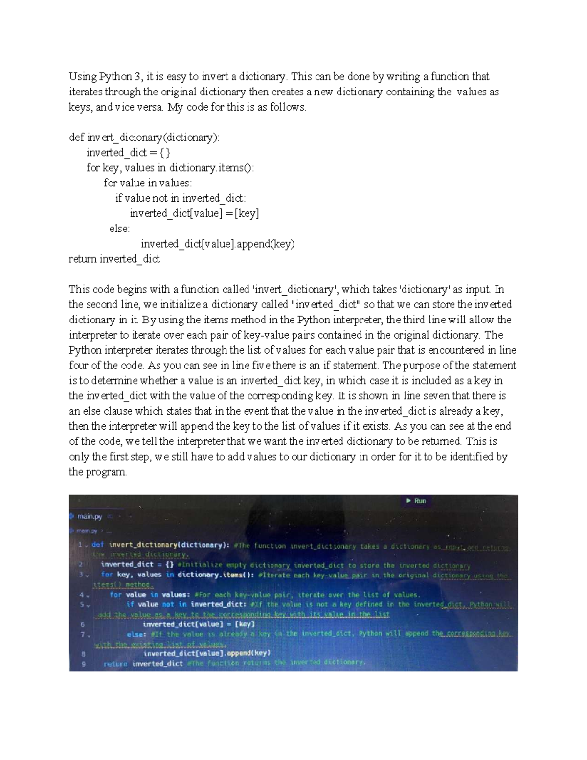 Unit 7 Programming Fundamentals: Inverting a Dictionary in Python 3 ...