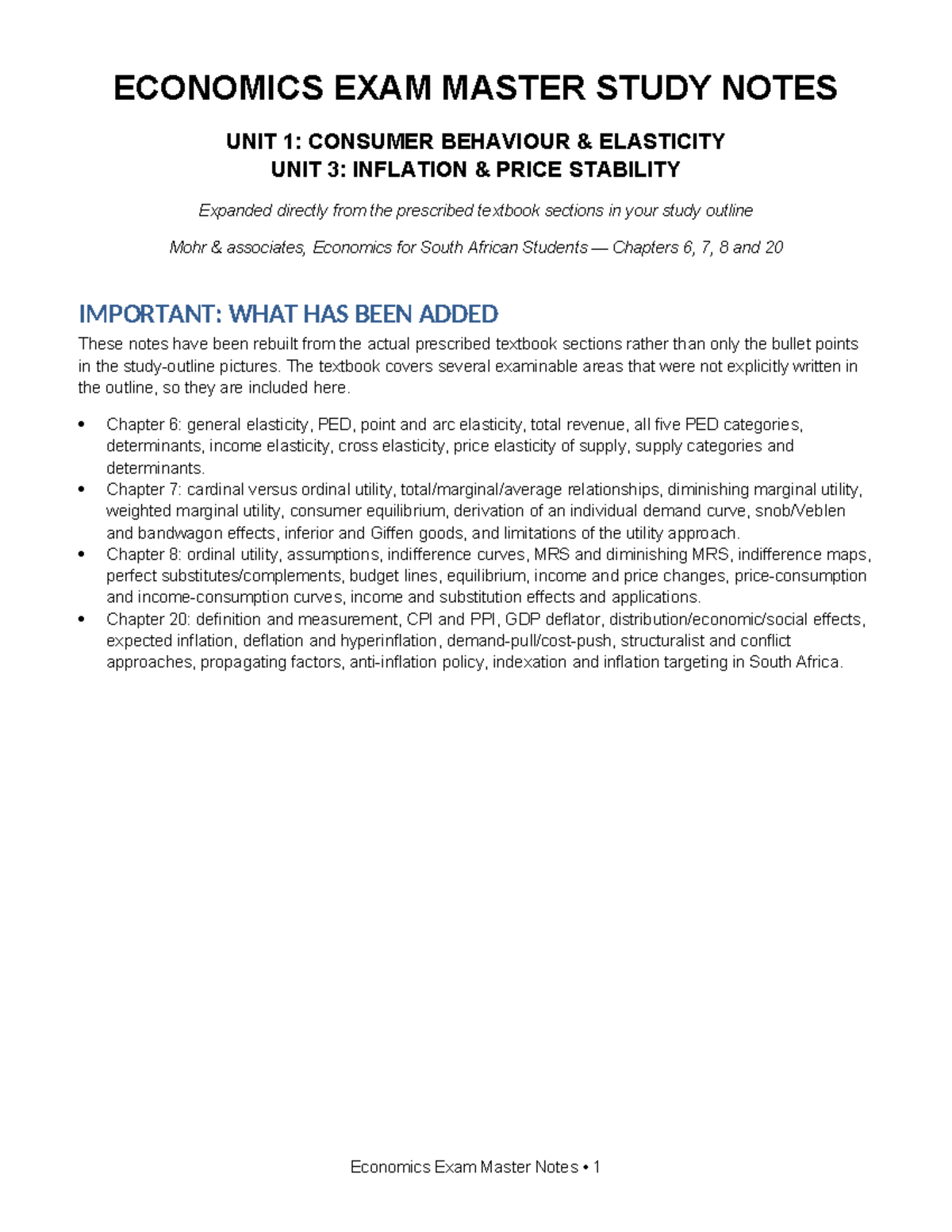 ECON 101 Final Exam Study Notes: Consumer Behavior & Inflation Analysis ...