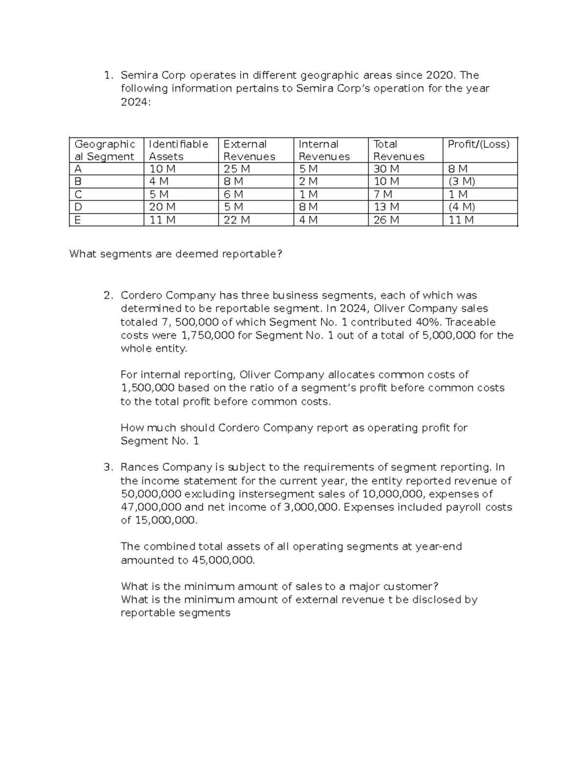 Operating Segment Analysis Notes - 2024 Report (Course Code: OSN-2024 ...