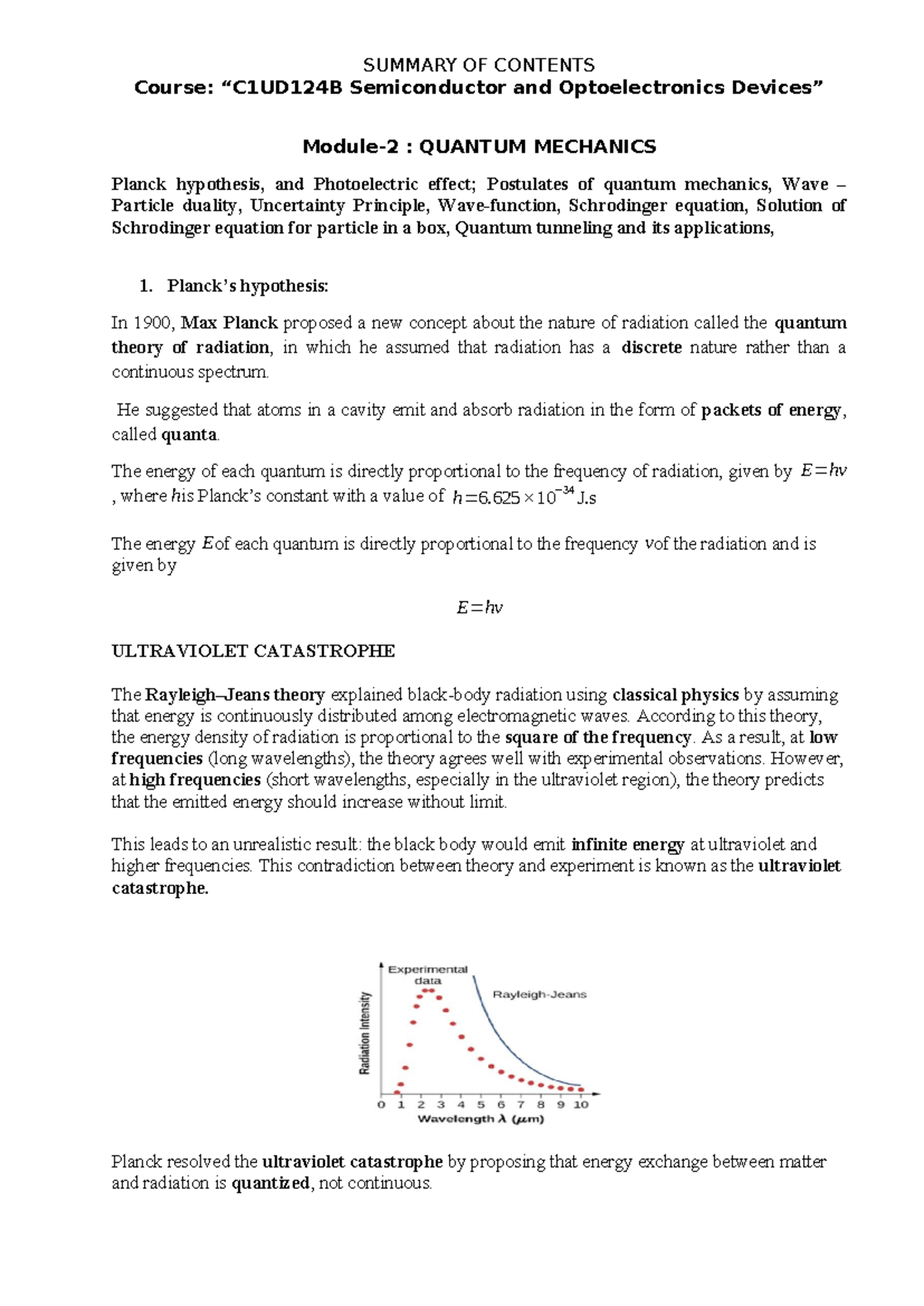 Unit-2 Quantum Mechanics: Key Concepts in Semiconductor ...