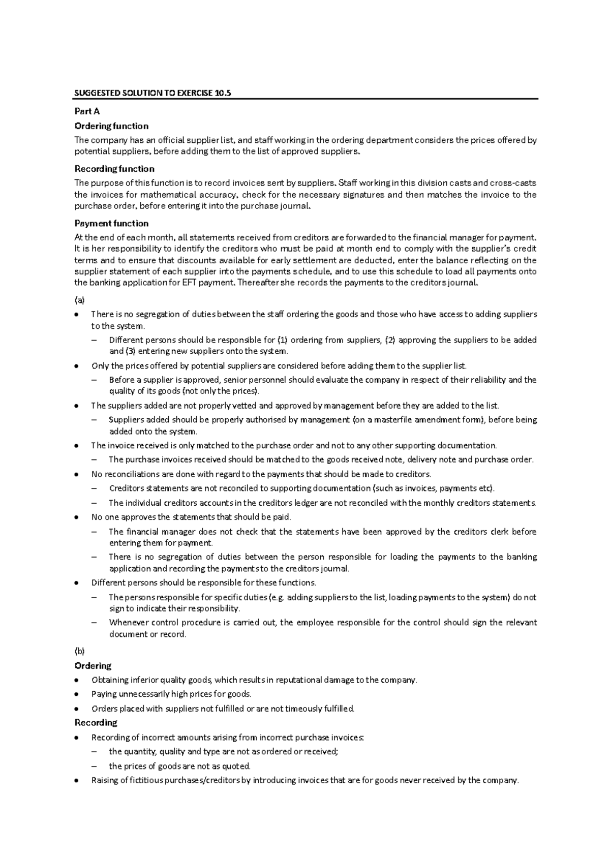 Suggested Solutions for Exercise 10.5 & 10.10 - Week 2 Practice - Studocu