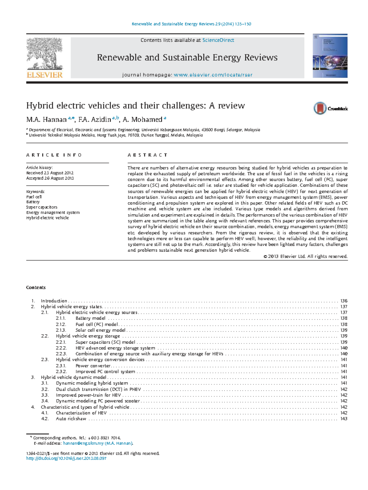 Hybrid Electric Vehicles and Their Challenges: A Comprehensive Review ...
