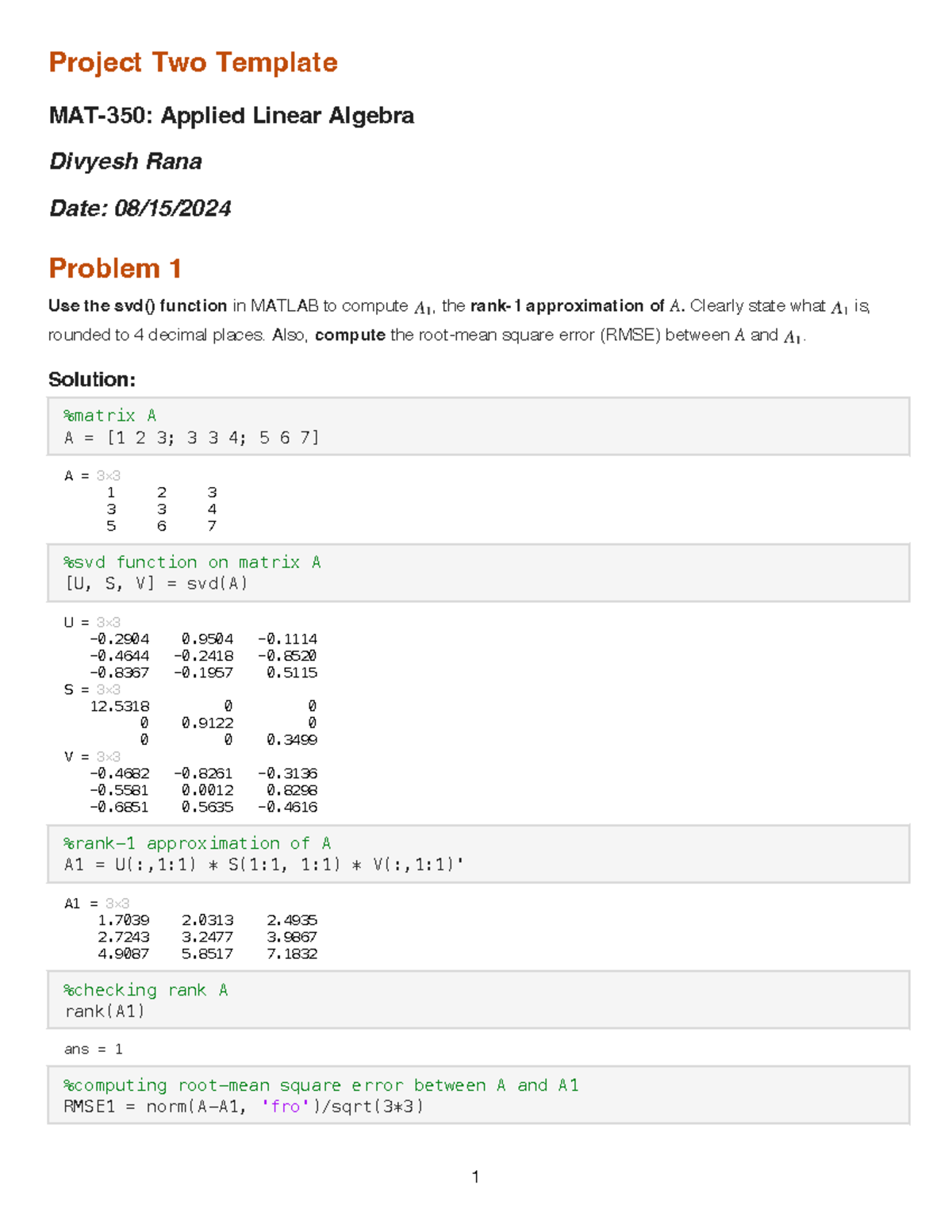 Project Two Template: SVD Approximations & Image Compression in MATLAB ...