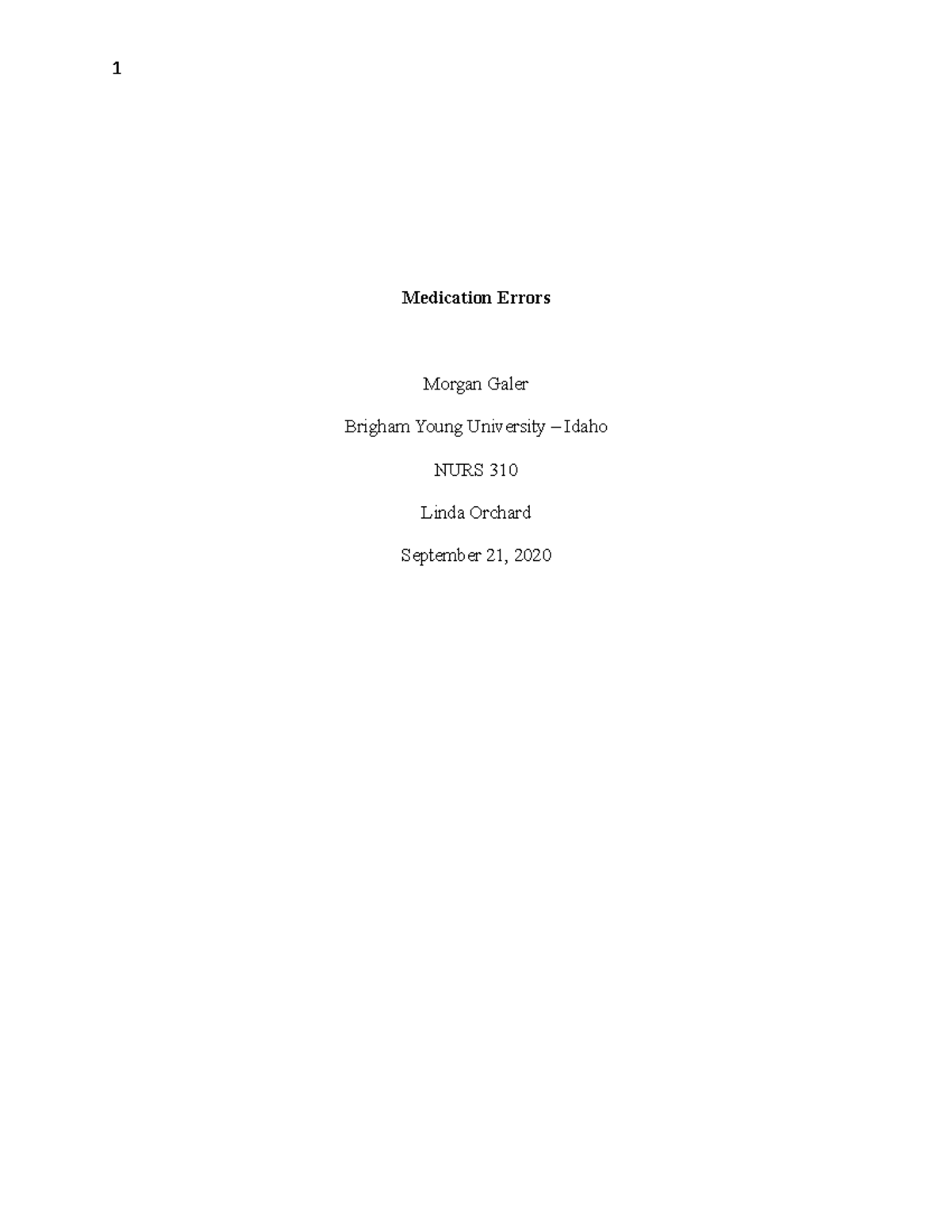 NURS 310: Addressing Medication Errors – Causes and Solutions Essay ...