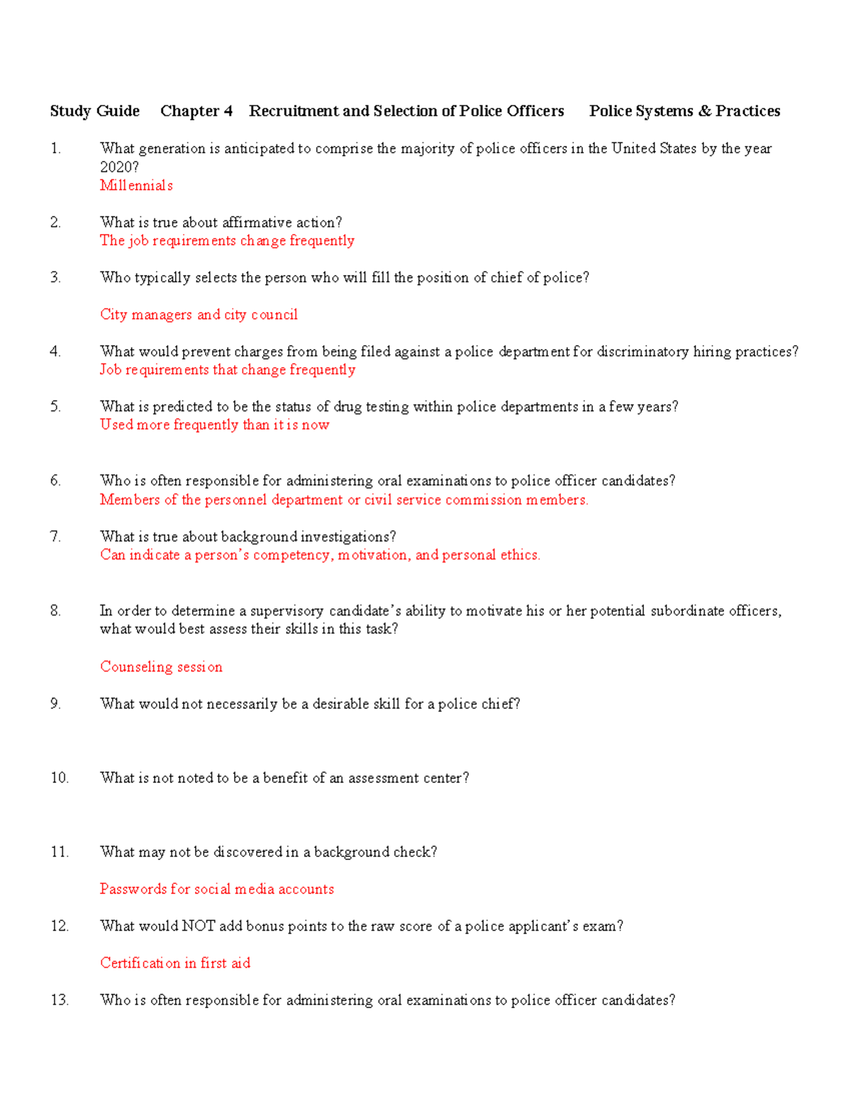 Ch 4 2328 - review - Study Guide Chapter 4 Recruitment and Selection of ...