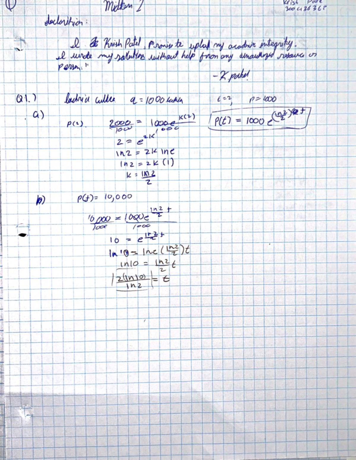 Midterm 2 Solutions for MAT1322 by Krish Patel - Studocu