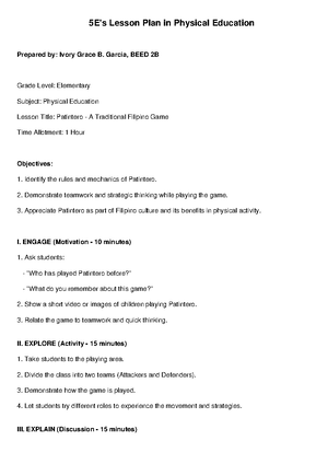 Patintero Lesson Plan Ivory Grace Garcia - Detailed Lesson Plan in ...