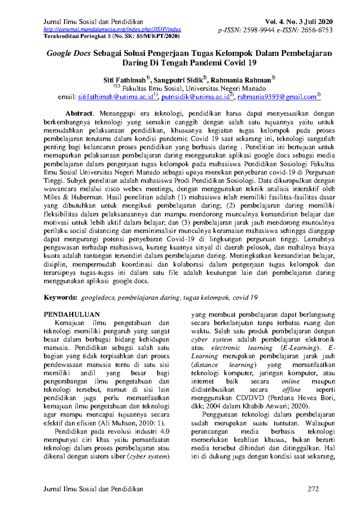 Utilizing Google Docs for Group Assignments in Online Learning During ...