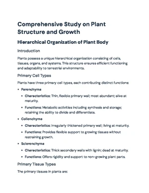 Plant Anatomy - Study Notes & Assignments - Studocu