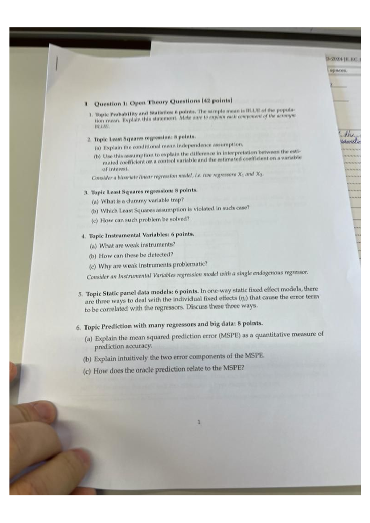 Exam 2023 Intro to Econometrics: Key Questions and Insights - Studeersnel