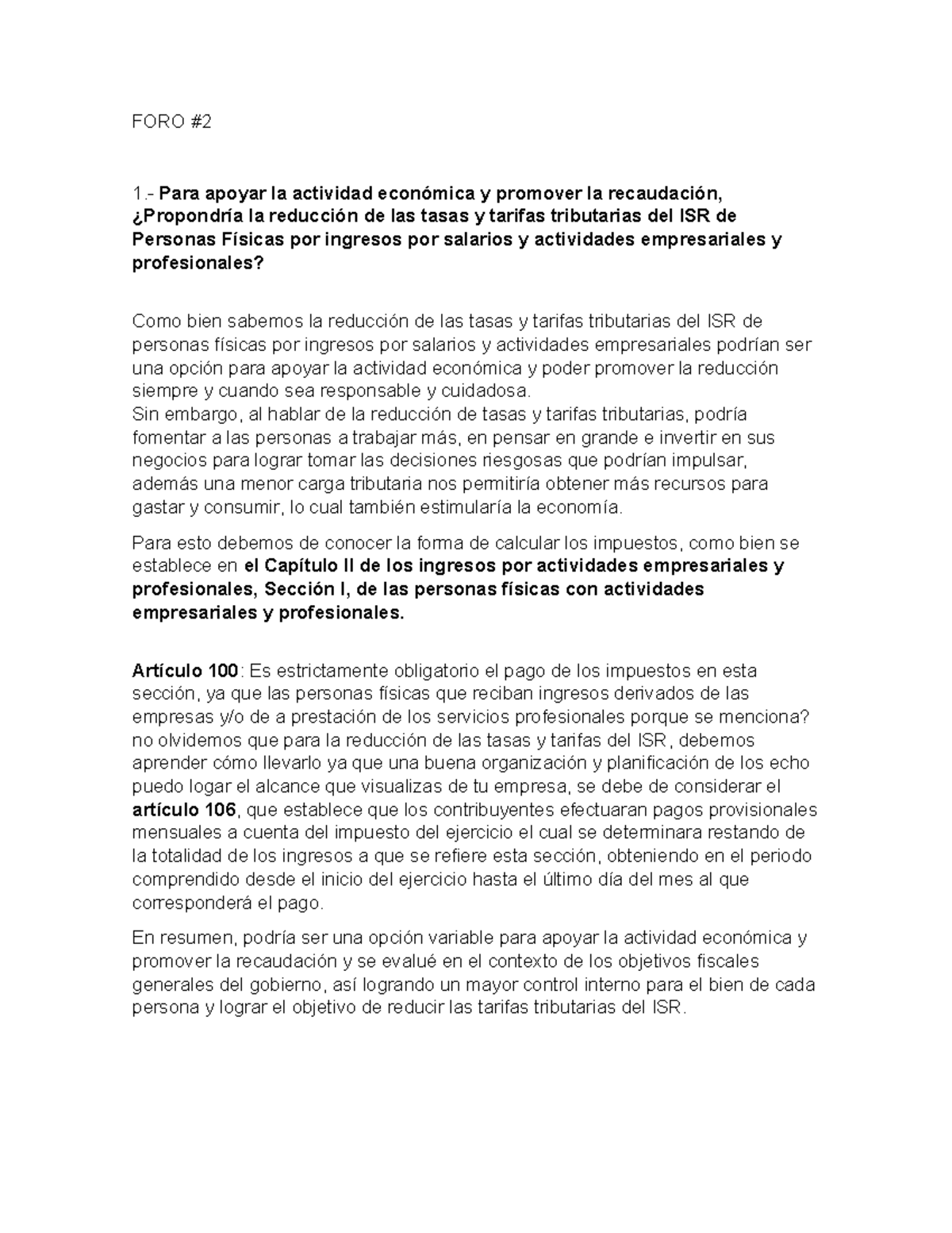 Foro 2: Análisis del Regimen Fiscal para Personas Físicas y Morales ...