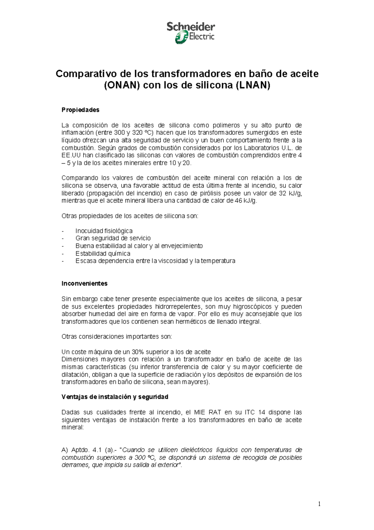 Comparativo de Transformadores: Silicona (LNAN) vs Aceite (ONAN) - Studocu