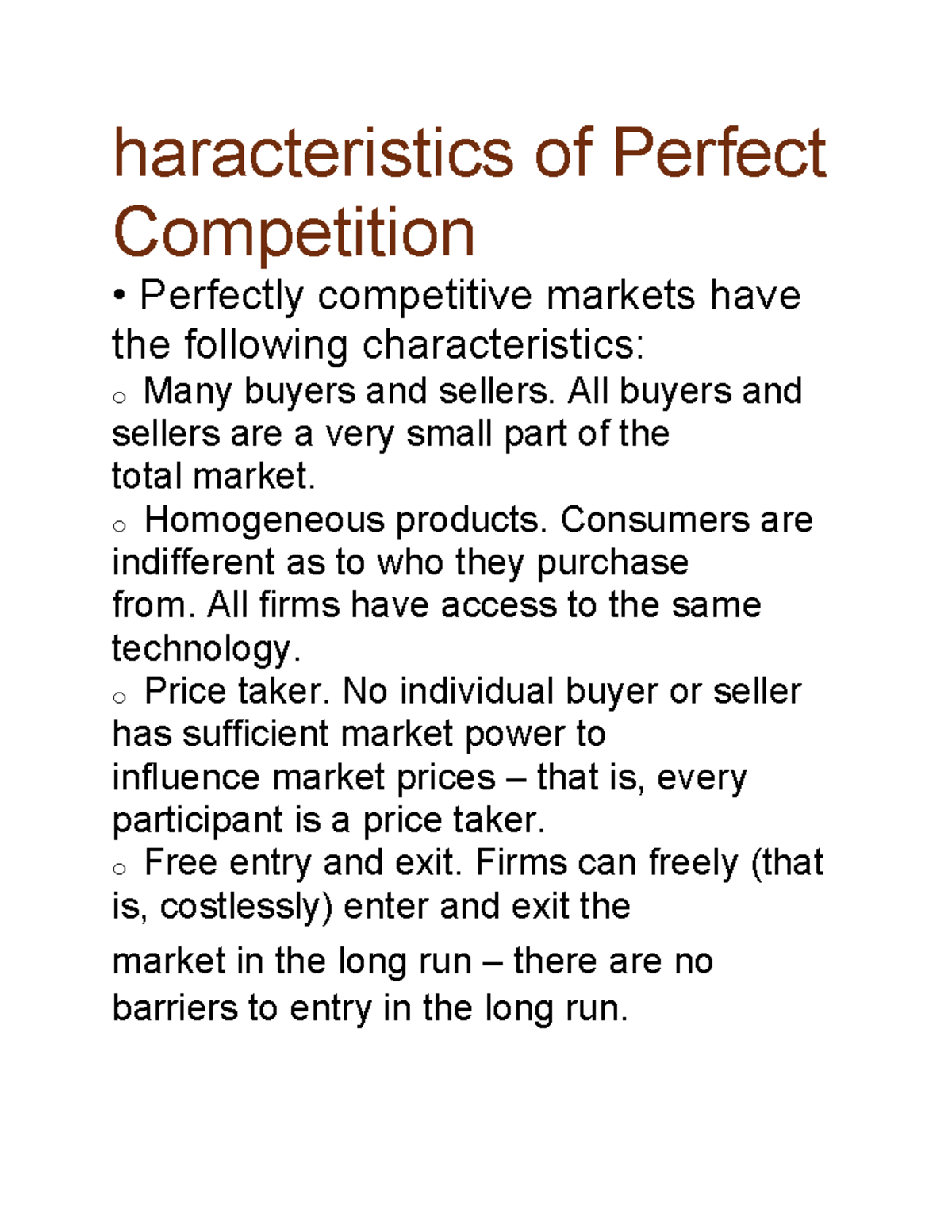 Characteristics of Perfect Competition: Key Features Explained - Studocu