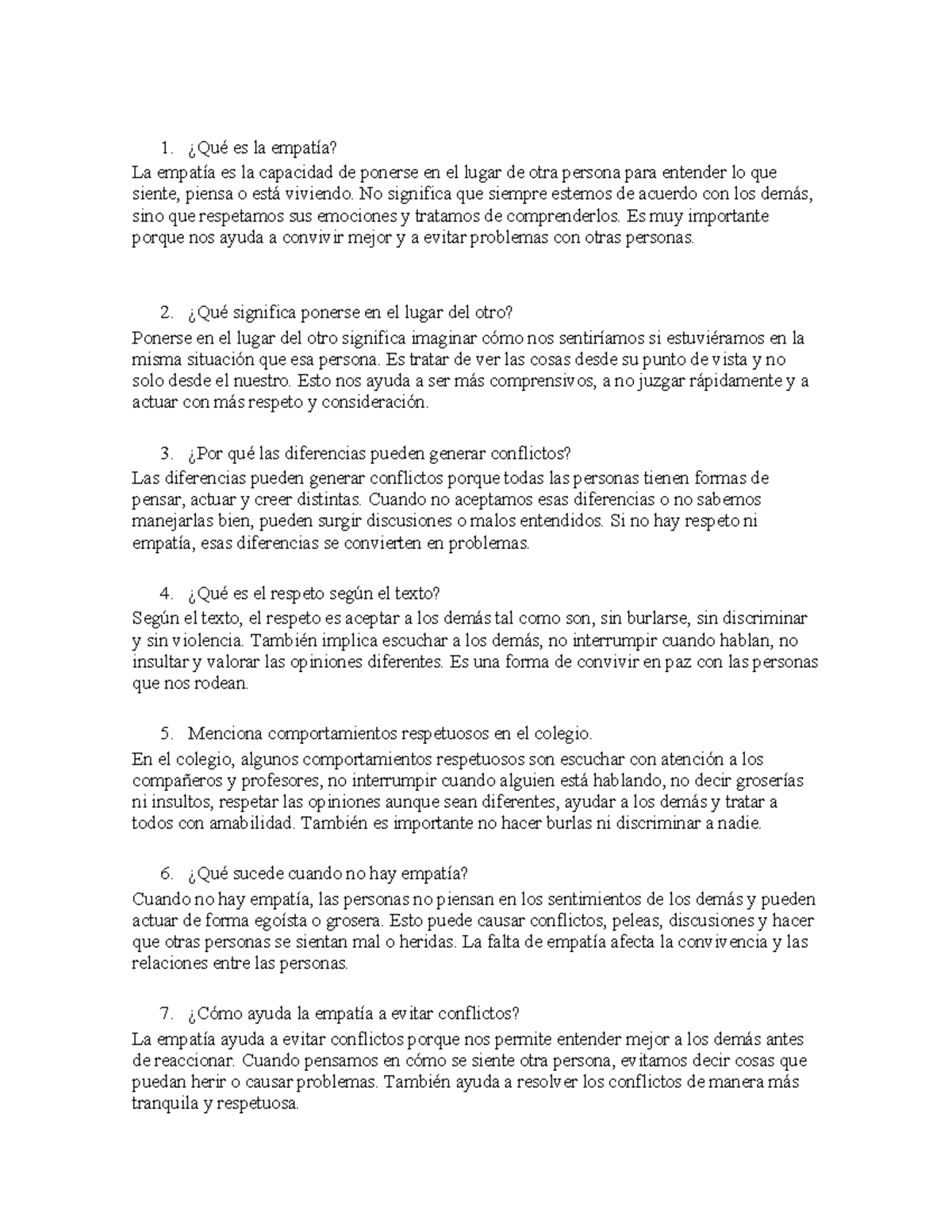 Taller de Empatía: Comprendiendo el Respeto y la Convivencia - Studocu