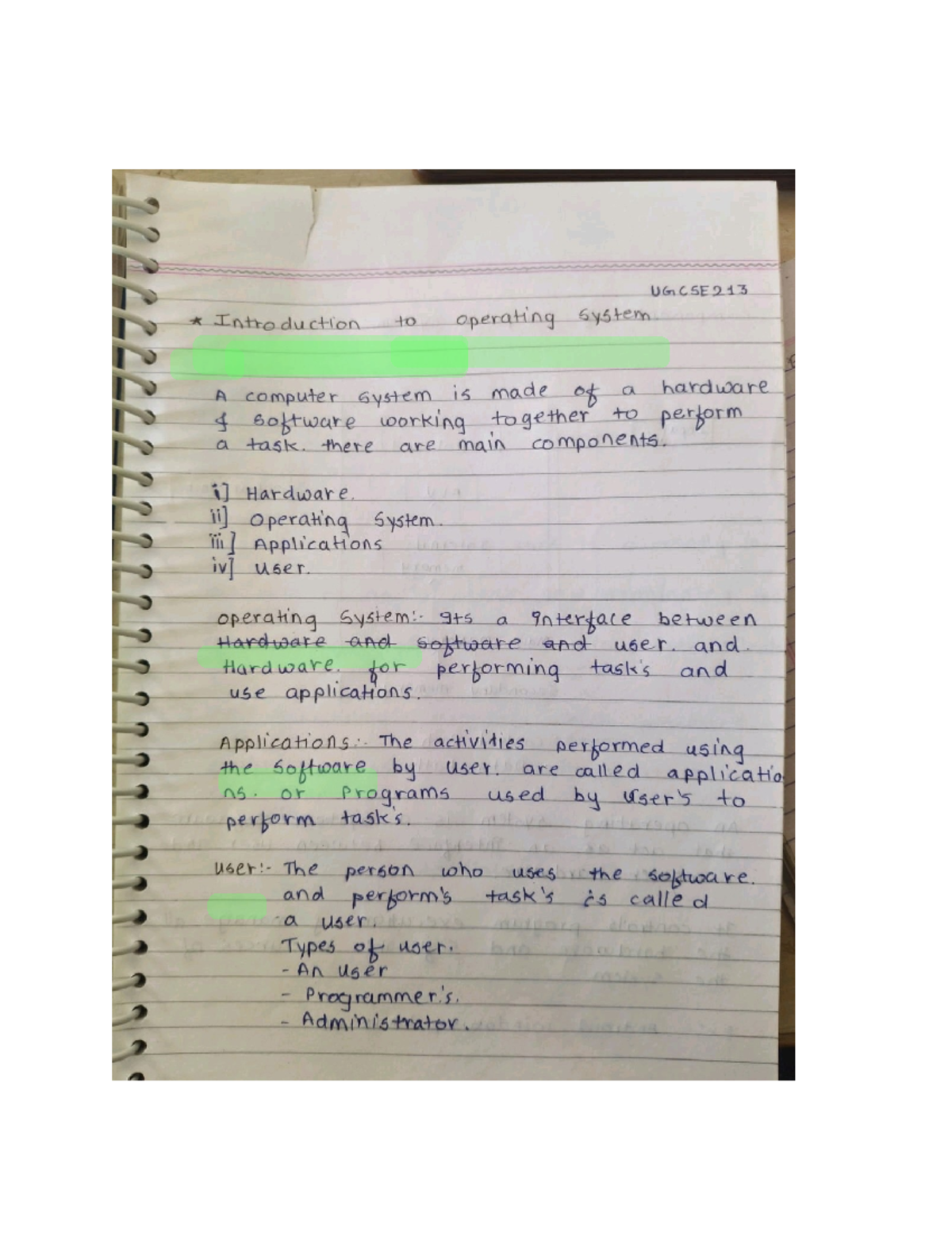 UGCSE213 Operating System Notes: Key Concepts and Components - Studocu