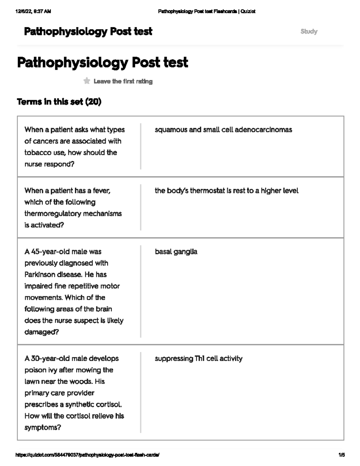 Pathology Post Test Review Notes - Studocu