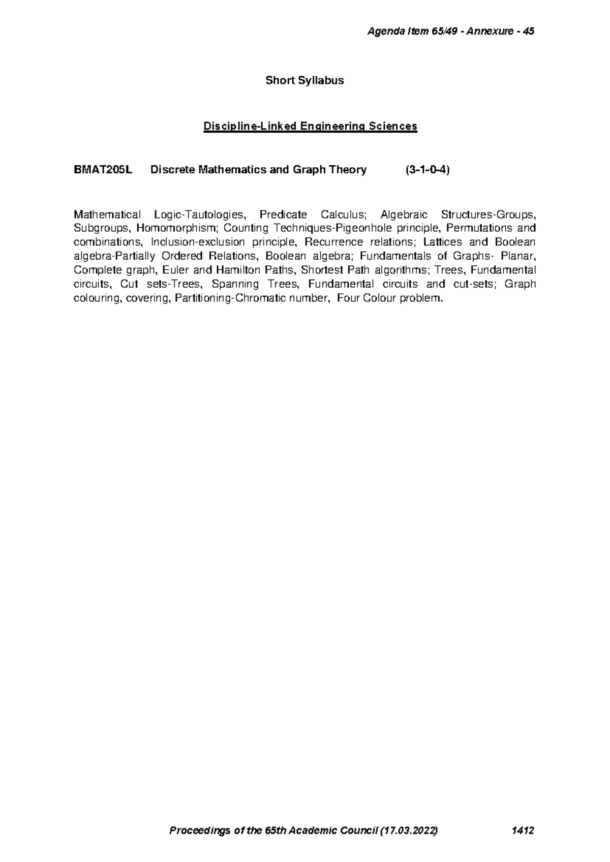 BMAT205L Final Exam Syllabus: Discrete Mathematics & Graph Theory - Studocu