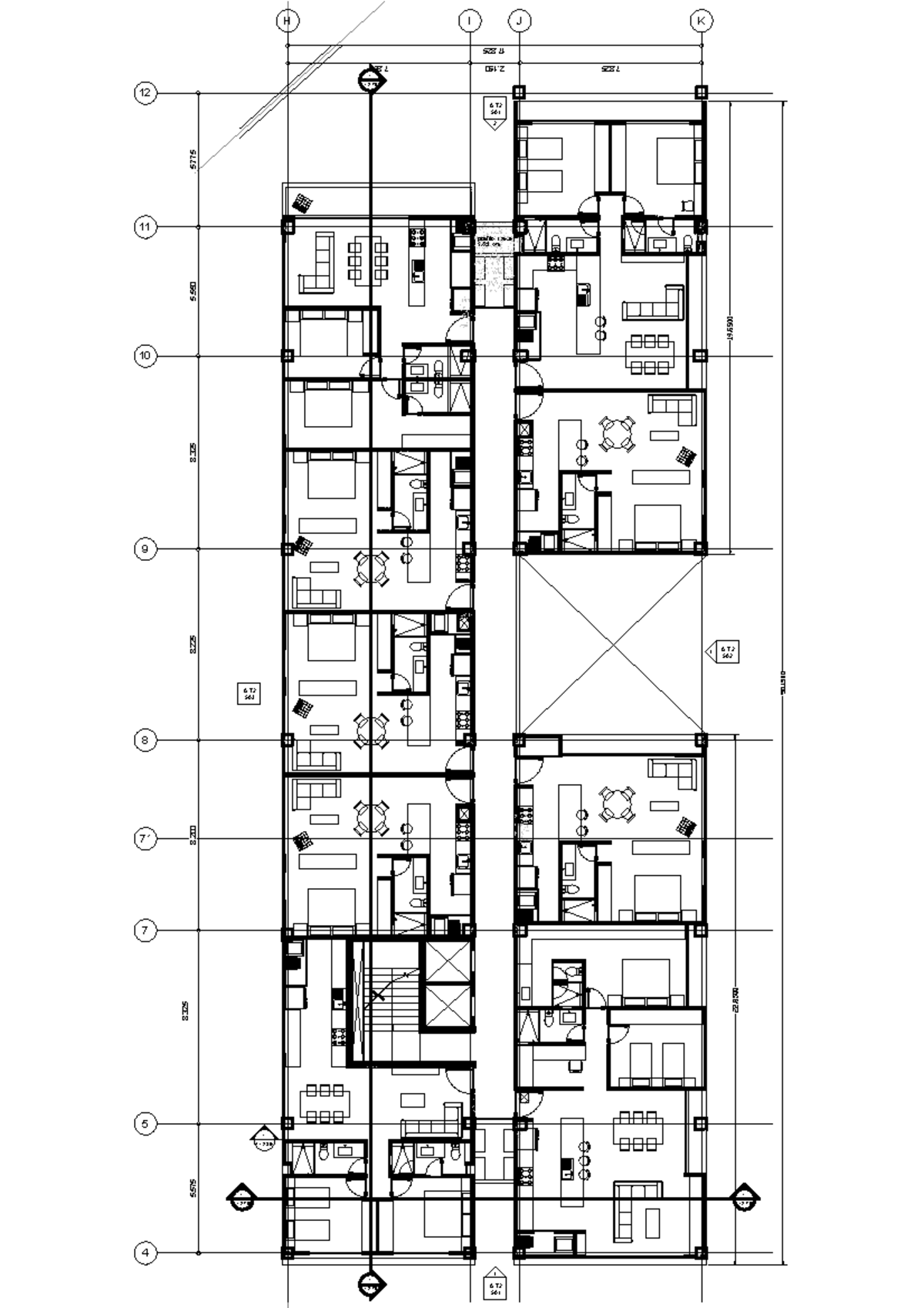 A T2 202 - Nivel 3 - Torre 2-Layout 2 - 7 ́ - 5. K J I H - 5. - 8. - 8 ...