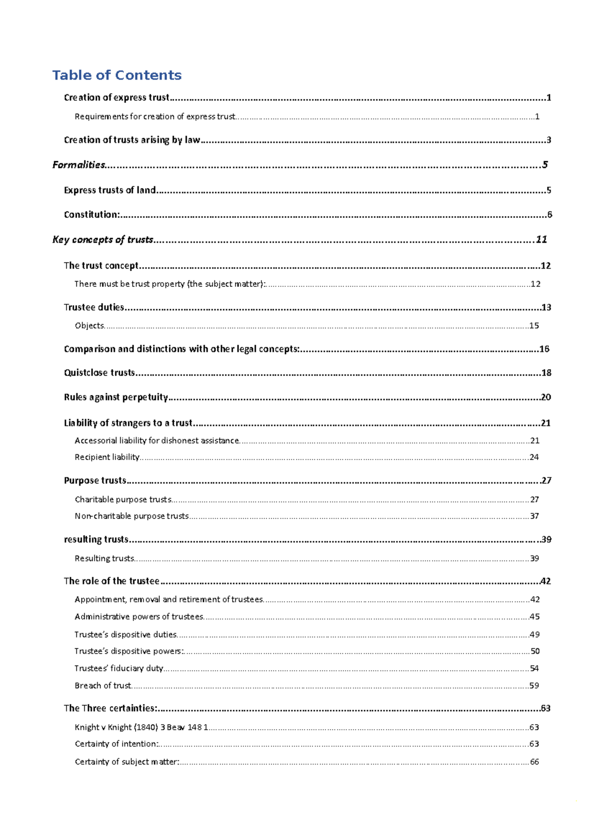 Trust Law Overview: Key Concepts and Creation of Express Trusts - Studocu