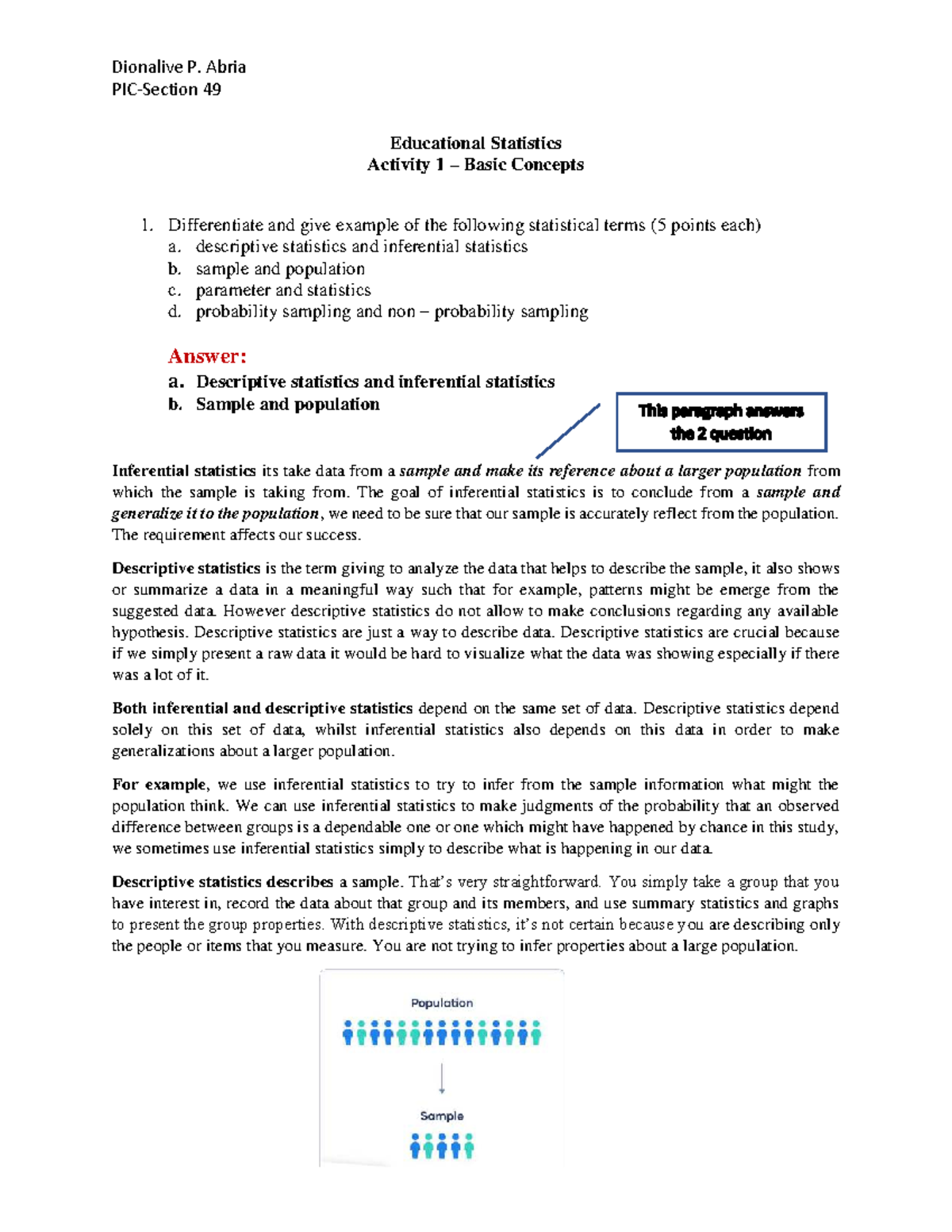 Educational Statistics Activity 1: Key Concepts and Examples - Studocu