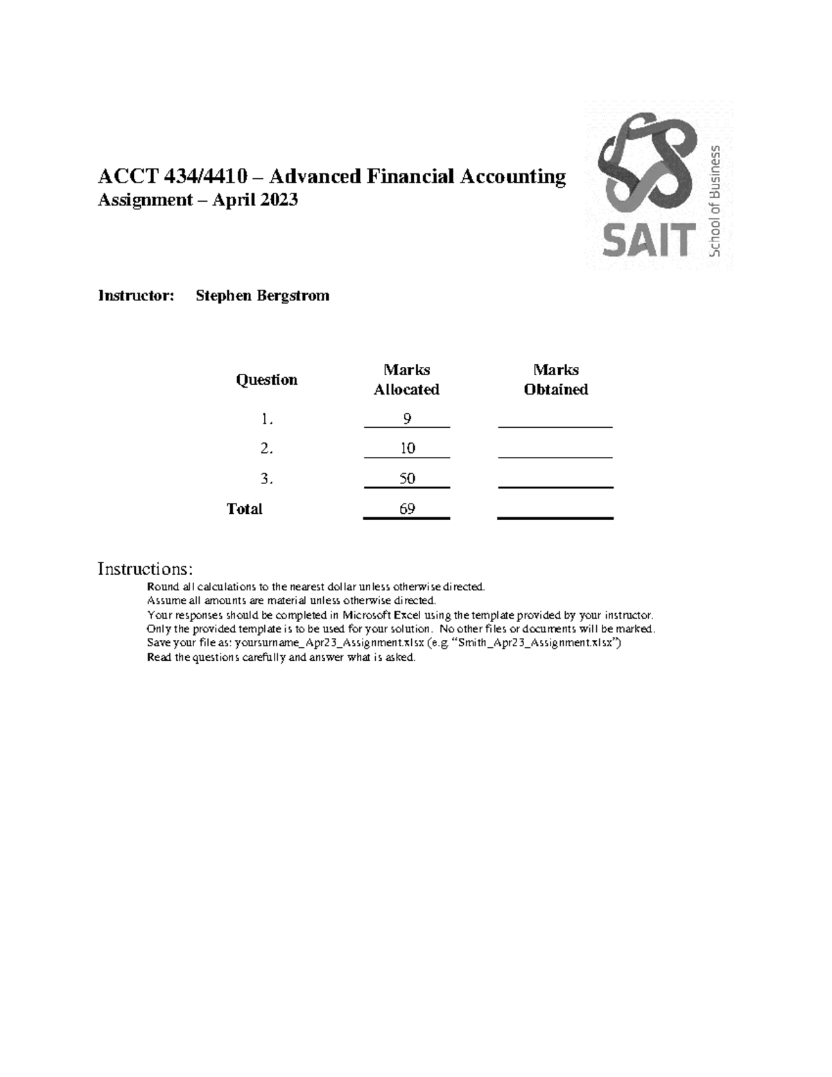 ACCT 434/4410 - Apr 2023 Advanced Financial Accounting Assignment - Studocu