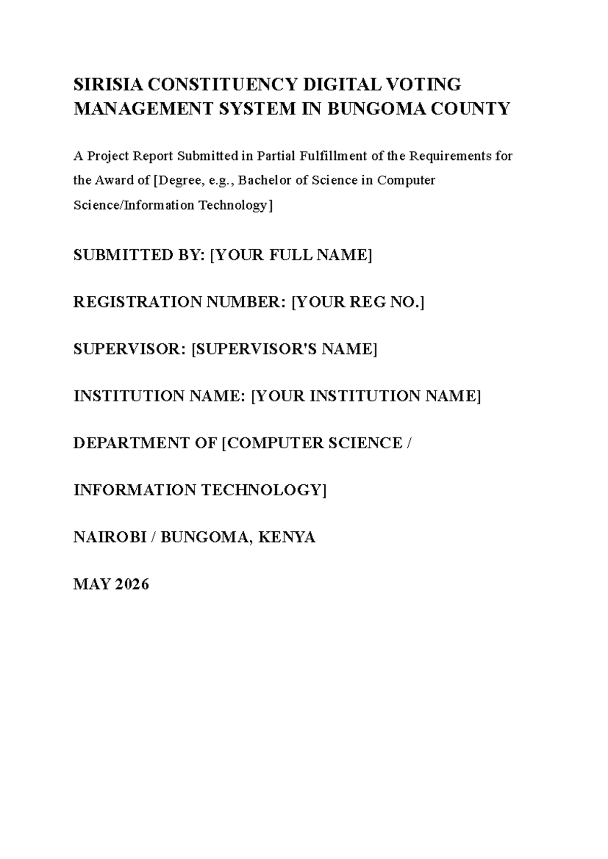 SIRISIA CONSTITUENCY DIGITAL VOTING MANAGEMENT SYSTEM REPORT - Studocu