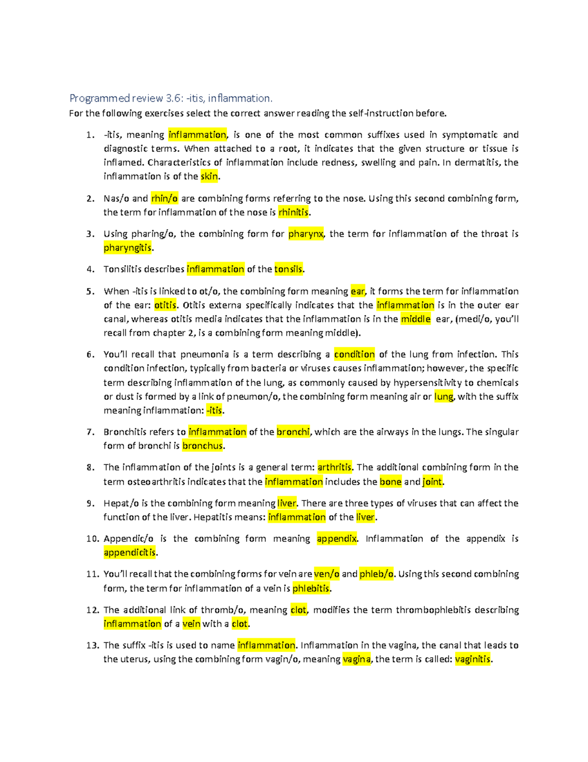 Programmed Review 3.6: Understanding Inflammation Terms and -itis ...