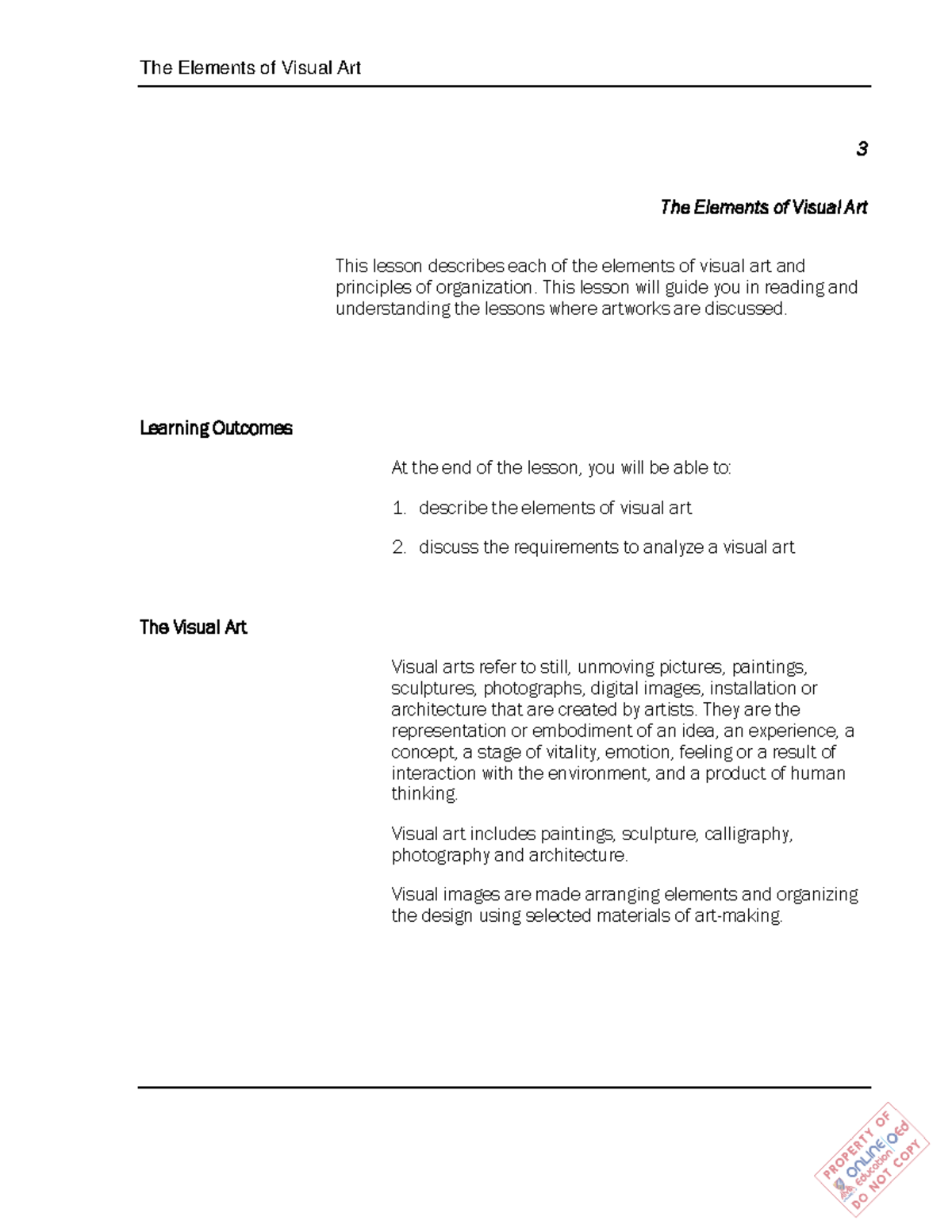 Week 3 - Understanding the Elements of Visual Art in Detail - Studocu