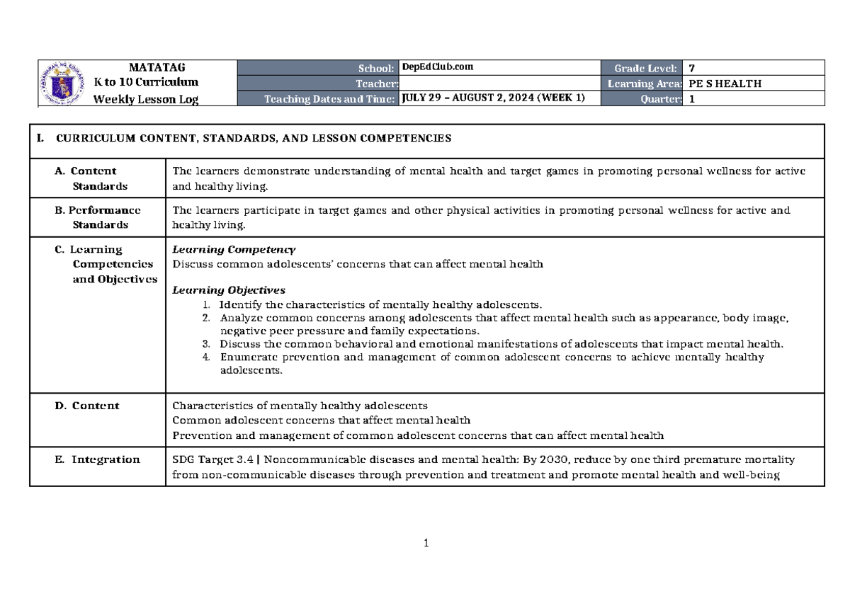 PE amp Health Lesson Plan for Grade - Thumb 1200 849 