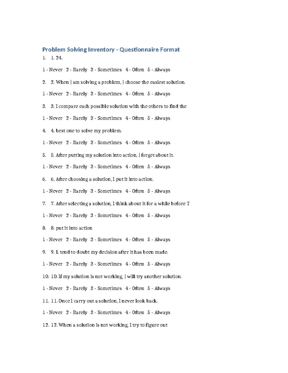 Problem Solving Inventory: Assessment of Strategies and Approaches ...